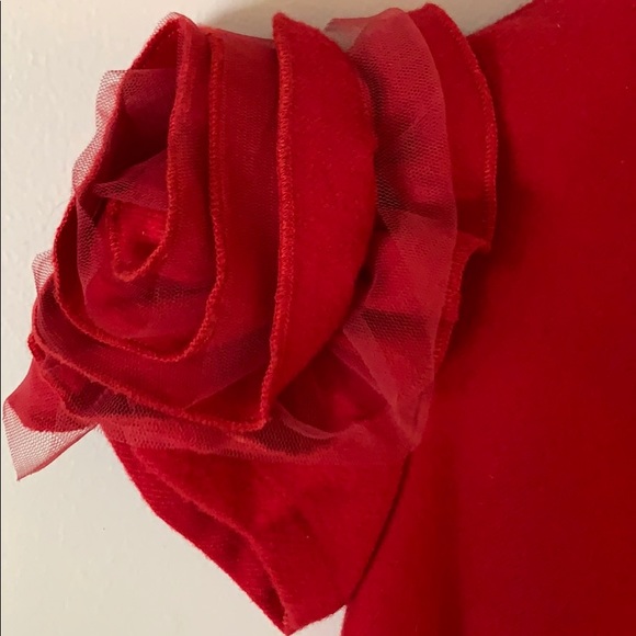 Girl’s Red Rosette Sleeve Dress - Picture 6 of 7